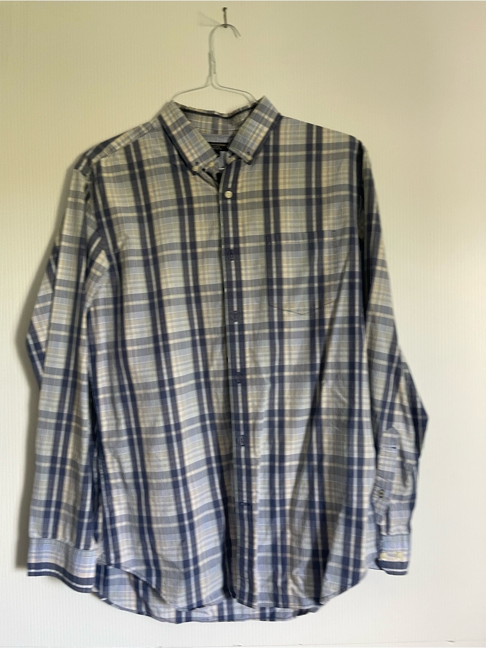 Banana Republic Blue and White Plaid Dress Shirt